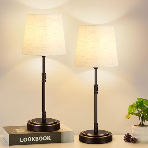 Cordless Table Lamps Set of 2 – Battery Operated Lamp with 7500mAh Rechargeable Battery, Stepless Dimmable Oil-Rubbed Bronze Lamp, Wireless Lamps for Dining Room, Nightstand & Patio (Bulbs Included) by BringBrightnesstoYourLife