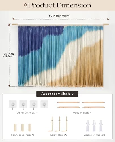 Tempospark Large Macrame Wall Hanging, Boho Wall Art Tapestry for Above Bed - Image 5