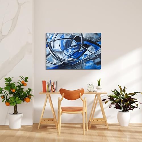 Abstract Wall Art Decor Modern Wall Art Pictures for Living Room Abstract Canvas Art Wall Decor Blue Wall Art Prints Black and White Wall Art Decor Artwork for Walls Home Office Decorations 32" X 48" - Image 5