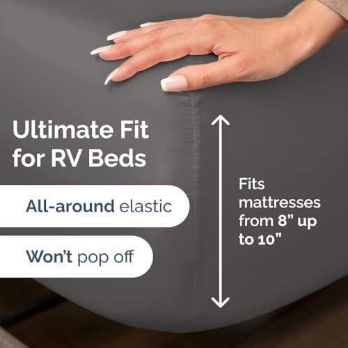 Short Queen Size 4 Piece Bed Sheet Set - RV Short Queen Sheets - Charcoal - Image 3