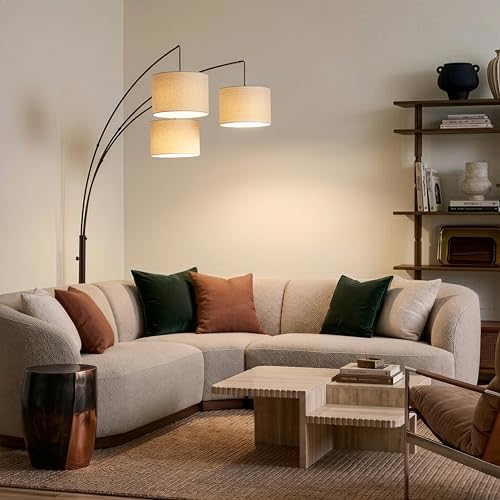 Brightech Trilage Arc Floor Lamp - Large Standing Lamp with 3 Fabric Shades & LED Bulbs for Living Room Over the Sofa, Reading, Multi-Head Traditional Tree Floor Lamp for Bedroom - Oil Rubbed Bronze - Image 7