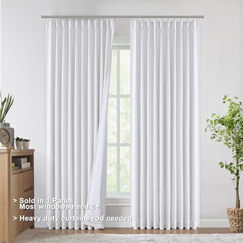 Vision Home White Pinch Pleated Full Blackout Curtains 60 inch Wide Thermal Insulated Window Panels 108 inch for Bedroom Living Room Darkening Pinch Pleat Drapes with Hooks Back Tab 9 FT 60"Wx108"Lx1 - Image 3