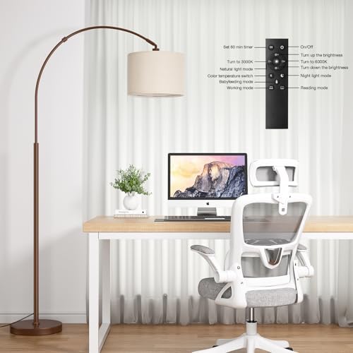 Ambimall Dimmable Arc Floor Lamp with Remote, Color Temp Adjustable, Brown - Image 3