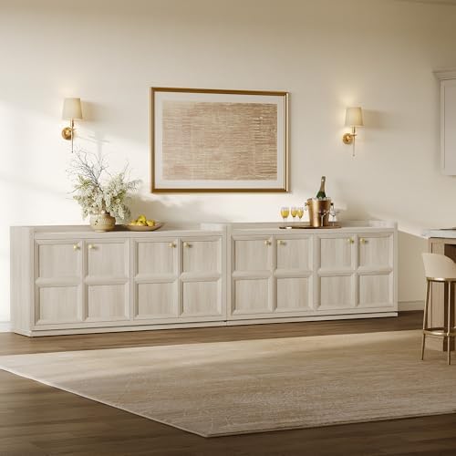 SICOTAS 61.7" Buffet Sideboard Cabinet Living Room, 2 PCS Grey White Oak - Image 4