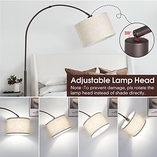 Dimmable Floor Lamp, Arc Floor Lamps with Adjustable Hanging Shade，Brown - Image 4