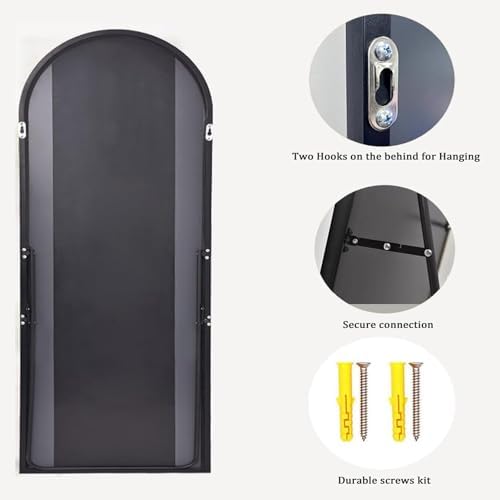76''x34'' Arched Floor Mirror, Full Body Mirror with Stand, Modern & Contemporary Design, Aluminum Alloy Frame (Black) - Image 4