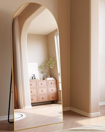 ITSRG Floor Mirror, Full Length Mirror with Stand, Arched Wall Mirror, 26"x68" Mirror Full Length, Gold Floor Mirror Freestanding, Wall Mounted Mirror for Bedroom Living Room, Gold - Image 5