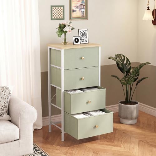 DUMOS Nightstand, Bedside Table with 4 Fabric Drawers - Image 3