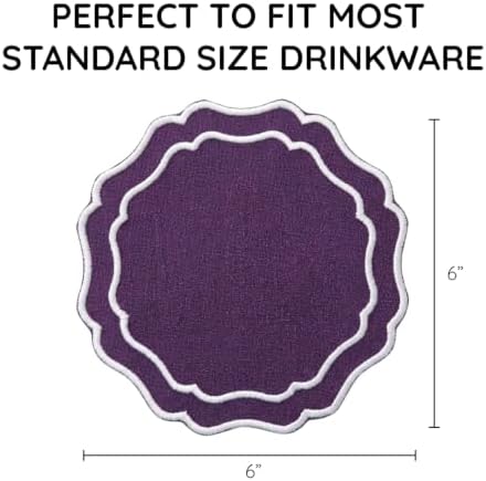 Linen Coasters for Drinks, Set of 6, 6 inch, Lilac - Image 3