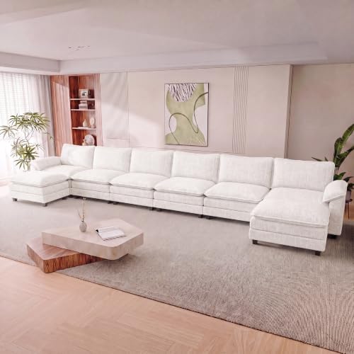 Homall 232" Oversized U Shaped Cloud Couch, Modular Sectional Sofa, White by Homall