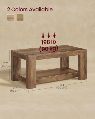 VASAGLE Coffee Table, 2-Tier Center Table with Rustic Charm and Clean Lines - Image 3