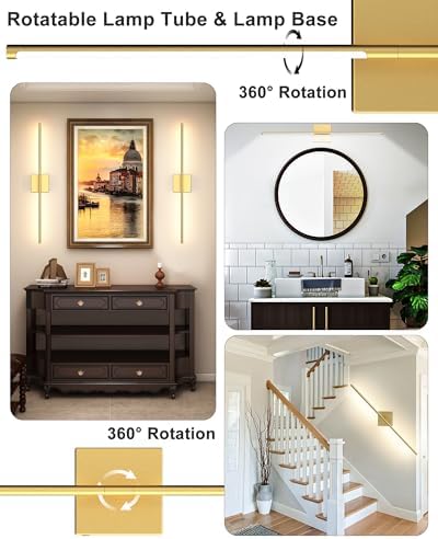 Battery Powered Wall Sconce Set of Two: Gold Wireless Rechargeable Wall Lights with Touch and Remote Control, 360°Rotatable 4CCT Dimmable Cordless Scone Lighting Decor for TV Wall Bedroom Bathroom - Image 5