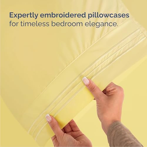 Cal King Size 4 Piece Sheet Set - Breathable & Cooling Sheets - Yellow - Image 6