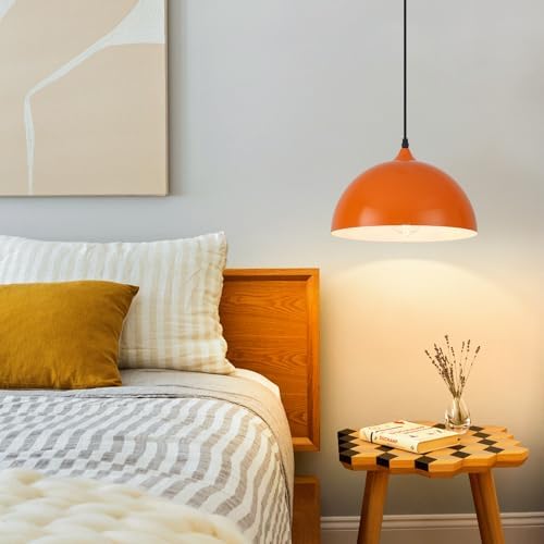 Orange Kitchen Pendant Lights,11.8inches 2 Packs Pendant Light, Farmhouse Pendant Light, Pendant Lights Kitchen Island for Living Room, Bedroom, Dinning Room - Image 4