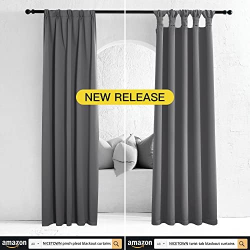 NICETOWN Grey Blackout Curtains for Dining Room 70" w x 84" L 2 Panels - Image 6