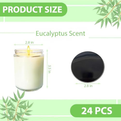 24 Pcs 6 Oz Eucalyptus Scented Soy Candles Set,Mason jar Bulk Candles for Gifts,Aromatherapy Candle,Great Stress Relieving Scented Candle for Girls as a Gift for Birthdays, Weddings and More! - Image 2