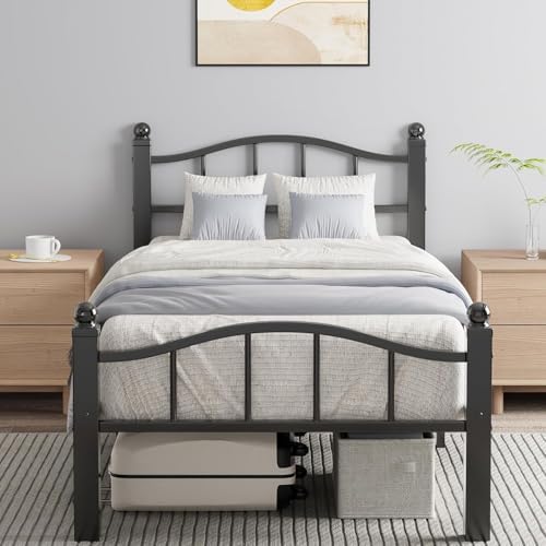 Metal Twin XL Bed Frame with Headboard by Blbeed
