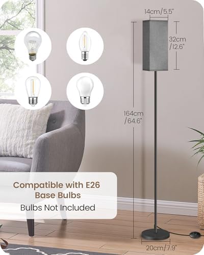 Floor Lamp, Pole Lamp with Foot Switch, Modern Standing Lamp Lampshade, Minimalist Freestanding Lamp (Bulb Not Included), for Living Room, Bedroom Office ETL Listed, Black and Gray H07LD05 - Image 3