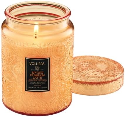 Voluspa Spiced Pumpkin Latte Large Scented Candle Jar 18 Oz, 100 Hr Burn by Unknown