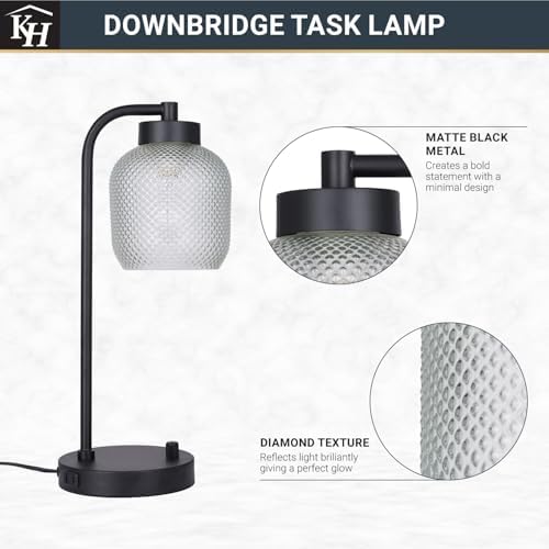 Kenroy Home Prismatic Glass Downbridge Black Desk and Task Lamp with Adjustable Arm and Energy-Efficient Lighting for Home Offices, Workspaces, and Study Areas - Image 4
