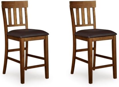 Signature Design by Ashley Counter Height Bar Stool, Set of 2, Slat Back by Unknown