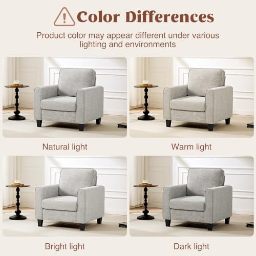 Accent Chairs Set of 2 for Living Room, Mid Century Modern Upholstered Living Room Chair, Chenille Reading Armchair for Apartment, Waiting Room, Office, Light Grey - Image 6