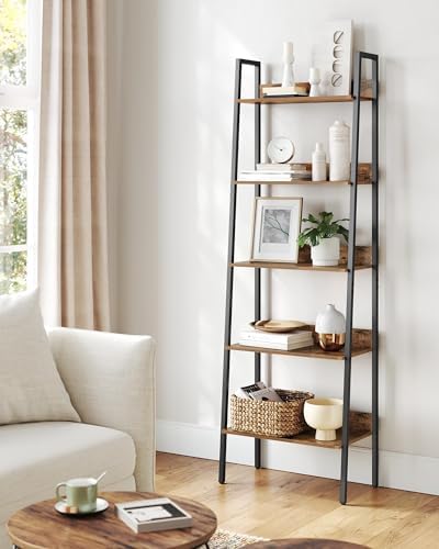 VASAGLE Bookshelf, 5-Tier Narrow Bookcase, Ladder Shelf - Image 4
