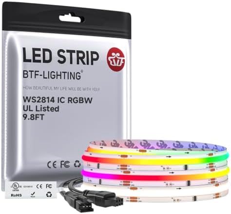 BTF-LIGHTING 9.8FT WS2814 Smart IC RGBW 4000K DC24V COB LED Strip Light by BTF-LIGHTING