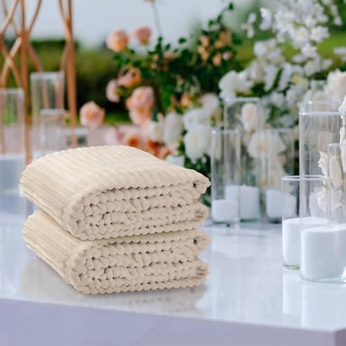 Buryeah 48 Pcs Flannel Blankets Bulk,Fall Outdoor Wedding, Khaki - Image 6