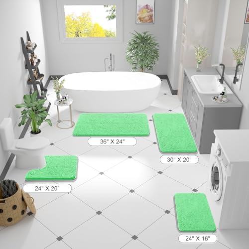 OLANLY Bathroom Runner Rugs 44x24, Soft Absorbent Chenille Bath Rugs, Rubber Backing Quick Dry, Machine Washable Long Bath Mats for Bathroom Floor, Tub and Shower, Home Decor Accessories, Mint Green - Image 3