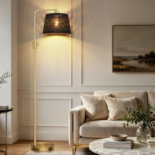 【Upgraded】 Dimmable Gold Floor Lamp, 1000 Lumens LED Edison Bulb Included, Arc Black Floor Lamps for Living Room Modern Standing Lamp with Black Grid Shade, Tall Lamps for Living Room Bedroom Office - Image 7