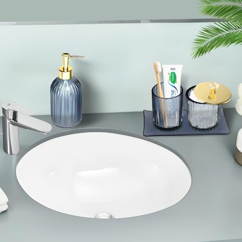 Haturi Glass Bathroom Accessories Set, Blue Bathroom Set, 4 Pcs - Image 3