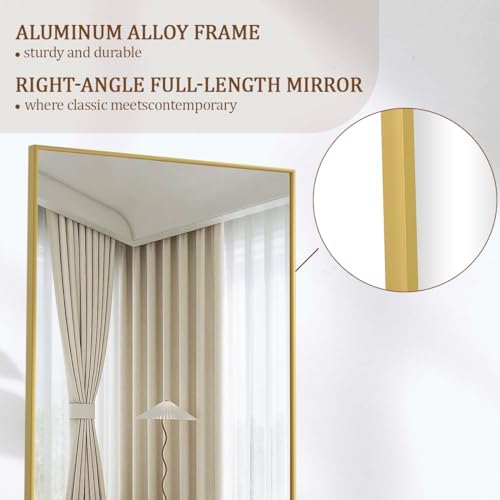 Koonmi 64"x21" Floor Mirror Full Length, Large Gold Mirror - Image 3