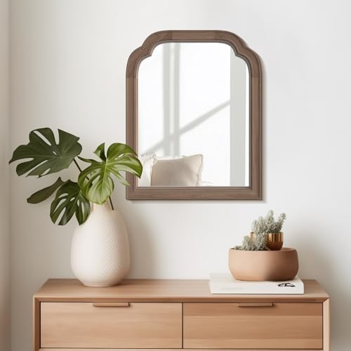 WallBeyond Wood Bathroom Mirrors for Wall Mounted, 16" x 20" Rustic Wood Frame Wall Mirrors Decorative for Living Room or Bedroom Vanity Mirror (Walnut) - Image 3