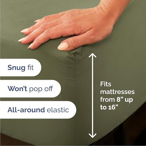 Cal King Size 4 Piece Sheet Set - Breathable & Cooling Sheets - Sage Green - Image 3