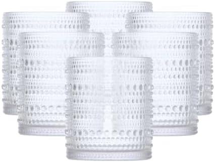 FORTESSA Jupiter Beaded Hobnail Glass Vintage Themed Drinkware Set, 10 Ounce Double Old Fashioned Glass (Set of 6), Dishwasher-Safe, Clear by Unknown