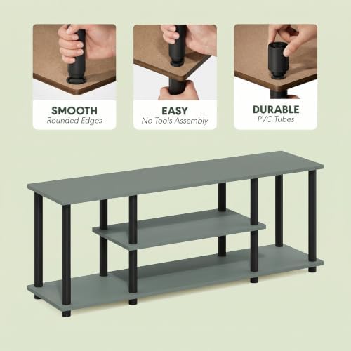 Furinno Turn-N-Tube 3-Tier Toolless Assembly TV Stand, Sage Green - Image 6
