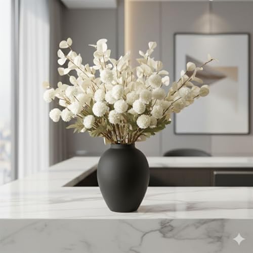 SilkSerenade Large Black Matte Flower Vase for Bedroom Kitchen Living Room Table, Contemporary Farmhouse Decorative Ella Flowers Iron Vases, Rustic Tall Earthy Wabi Sabi Modern Centerpieces Home Decor - Image 2