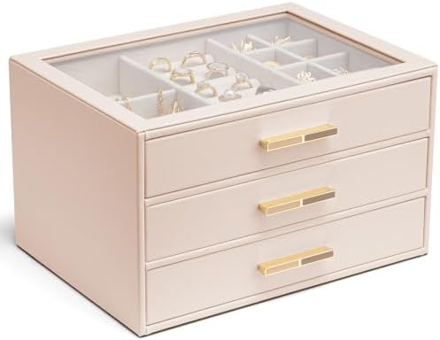 VLANDO Jewelry Box Organizer, 7-Layer Storage Drawers, Glass Window, Modern by VLANDO