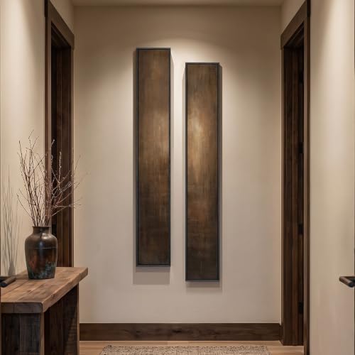 Framed Neutral Abstract Wall Art, Set of 2 Brown Vertical Canvas Prints - Image 3