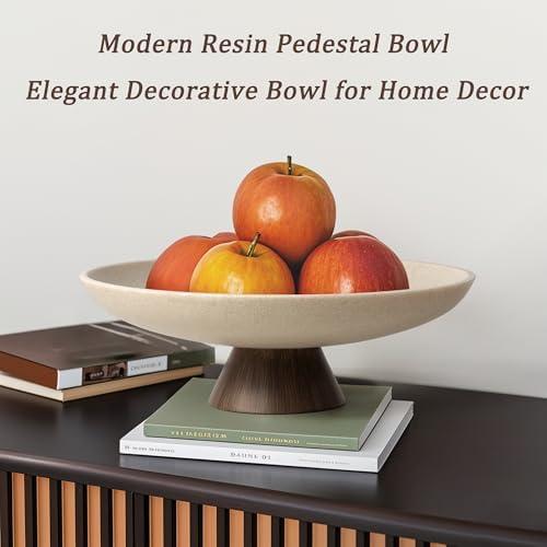 YMXYJM Modern Pedestal Decorative Bowl, Large Resin Fruit Bowl, Brown - Image 5