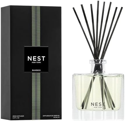NEST New York Reed Diffuser, Bamboo - 5.9 fl oz - Fragrance for Up to 90 Days - Reusable, Refillable Glass Holder - Includes 8 All-Natural Reed Sticks - Flame Free by Unknown