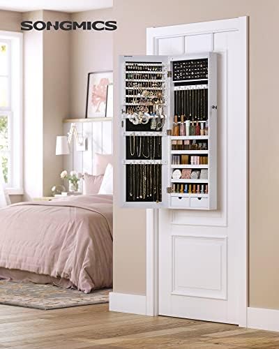 SONGMICS Mirror Jewelry Cabinet Armoire, Wall or Door Mounted, Lockable - Image 2
