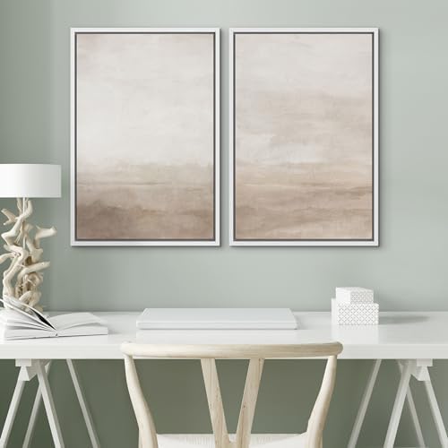 SIGNWIN Framed Canvas Print Wall Art Abstract Wave Pattern Modern Art Minimalist Neutral Decor for Living Room, Bedroom, Office - 24"" x36 x2 White - Image 4