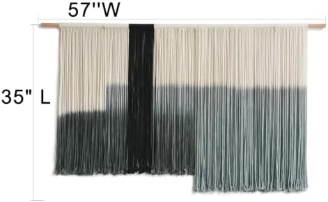 Macrame Wall Hanging Grey Dip Dye Large Boho Fiber Wall Art Decor 57"W*35"L - Image 4