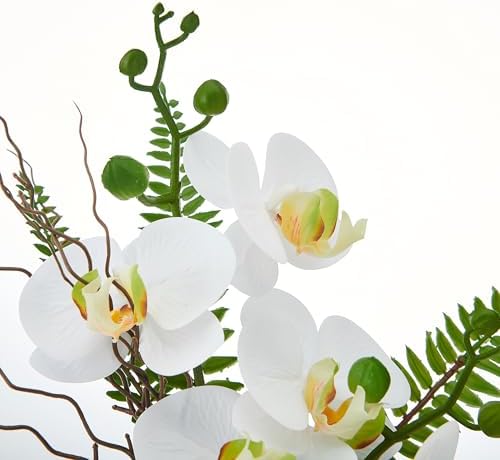 Elements Artificial White Orchid Arrangement in White Ceramic Vase - Image 2