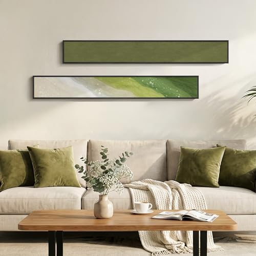 Framed Sage Green Abstract Long Narrow Wall Art Decor for Hallway, 2 Piece - Image 4