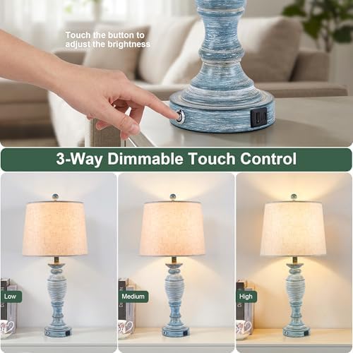 Farmhouse Table Lamps for Living Room, Touch Control, Set of 2 - Image 2