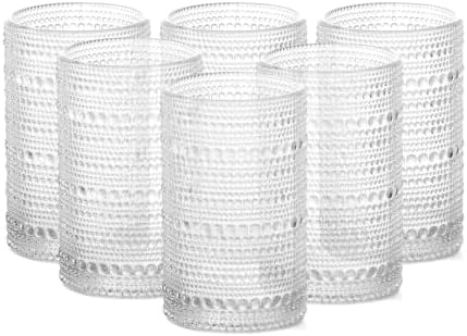 Fortessa Jupiter Beaded Hobnail Glass, 13 Ounce Iced Beverage (Set of 6), Clear by Unknown