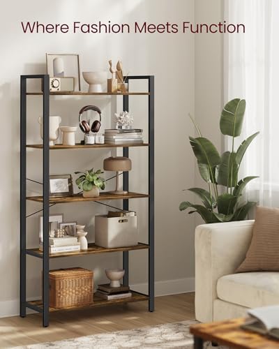 VASAGLE 5-Tier Bookshelf, Bookcase with Shelves, Storage Shelf, Living Room - Image 4